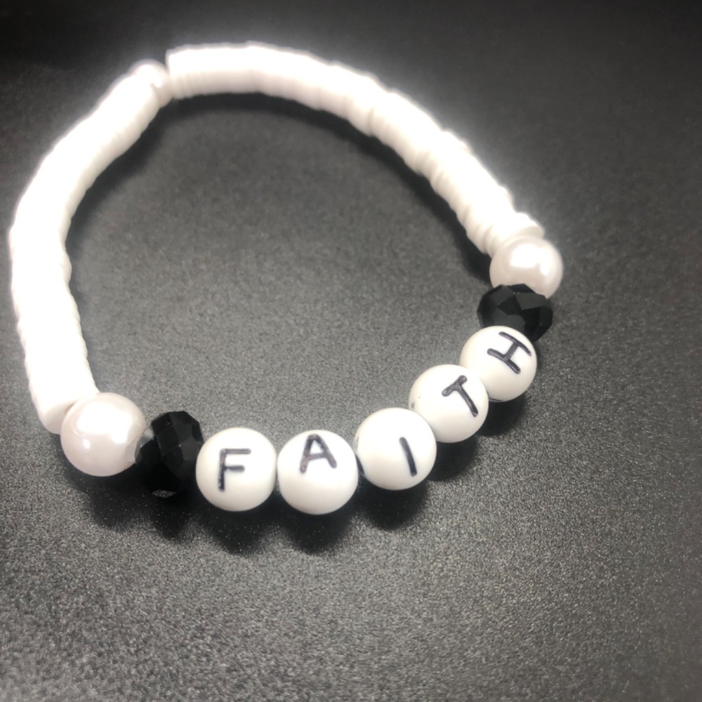 FAITH White Clay Beaded Stretch Bracelet